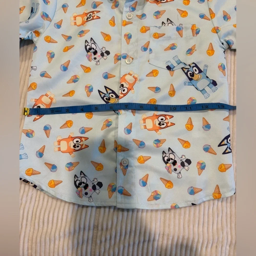Bluey Print Button Down Shirt Satin